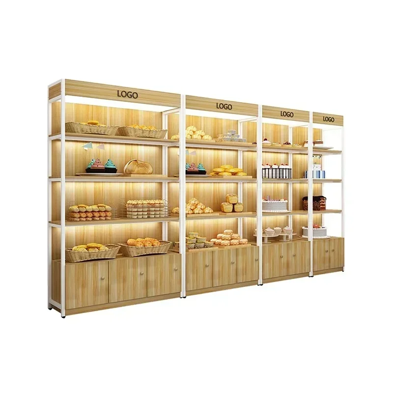 

New Arrival Metal Shelves Wood Grain Supermarket Gondola Shelving Retail Store For Sale Grocery Gondola Shelf
