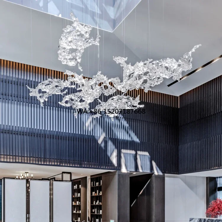 

Custom Modern Style LED Crystal Art Deco Banquet Hall Hotel Lobby Villa Decor Glass Material