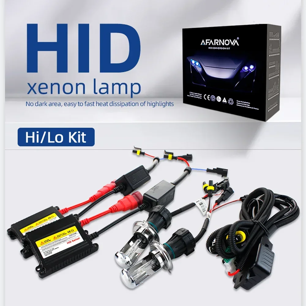 Upgraded H4 Bixenon Globes Car Headlight 6000K 8000K 1000K High and Low Beam Telescopic HID Xenon 35W~55W Headlamp With DC12V