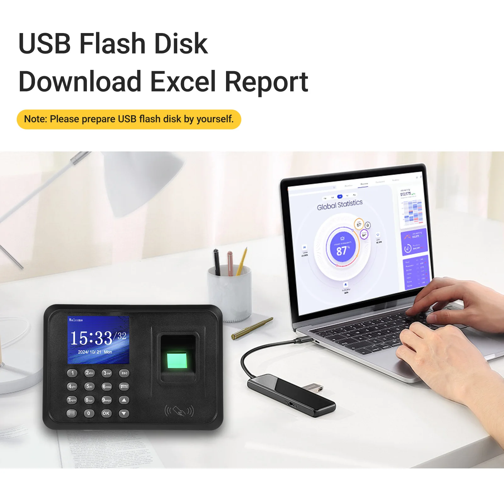 

Time Clock Attendance Machine for Employees Access Control Machine Support 1000pcs Fingerprint 1000pcs Password 1000pcs ID Cards