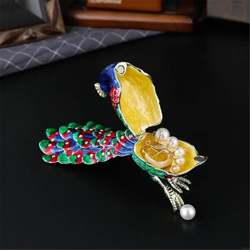 2026 New Hand Painted Jewelry Box Traditional Peacocks Pattern And Diamonds Detail