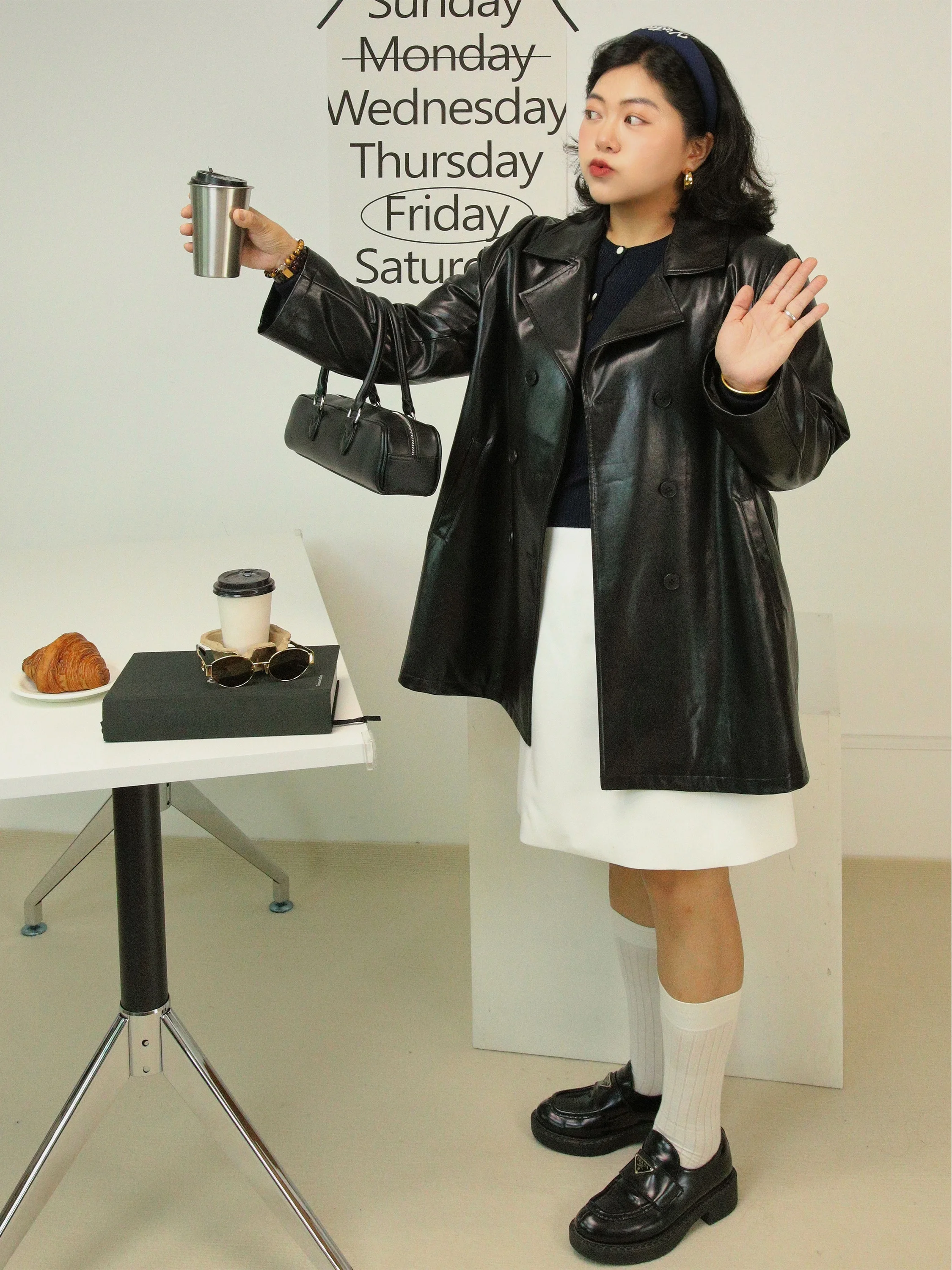 SASSYCHIC ブラック PU レザー ジャケット 大きいサイズ ショルダー バイカー スタイル 長袖 スーツ コート 光沢のある表面 レディース ファッション