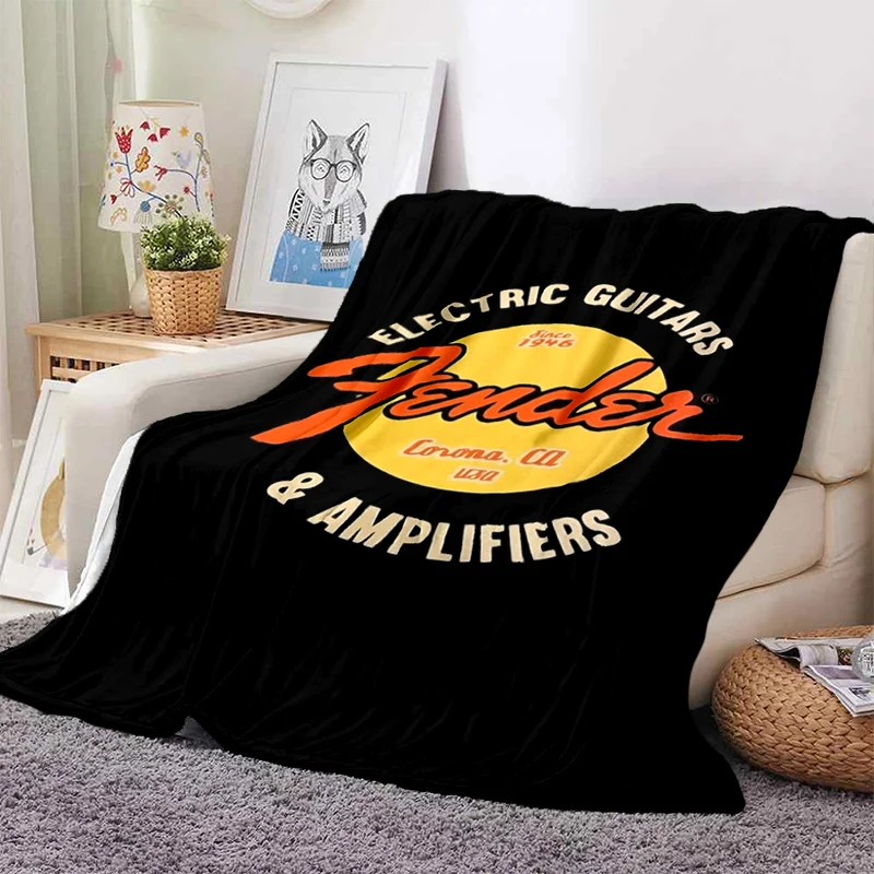 Rock Fender Guitar Blanket Ultra Lightweight Soft Plush Flannel Throws Blanket for Sofa Bed Couch best Office Gifts