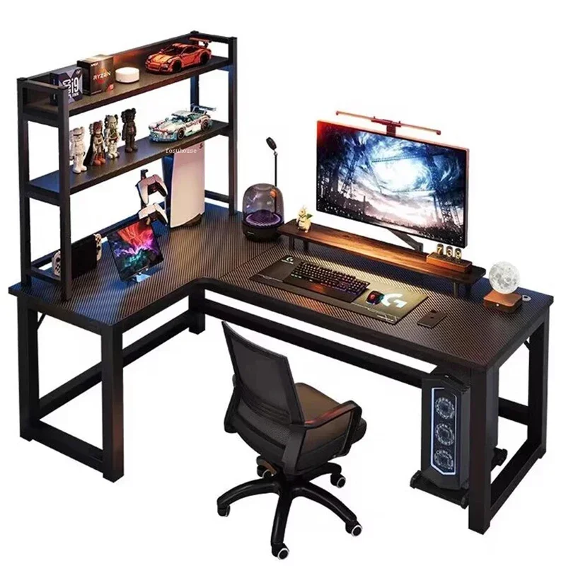 Nordic Corner Computer Desks Double Table Modern Office Furniture Internet Cafe Game Desk Home Desk Bookshelf Integrated Table