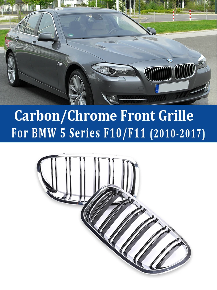

Front Kidney Bumper Chrome Grill for BMW 5 Series F10 F11 2010-2017 M5 Carbon Fiber Racing Grille 520i 528i 530i Accessories