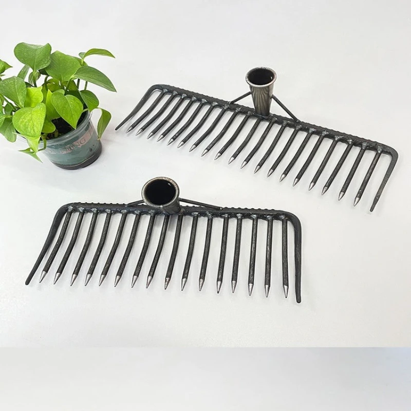 Thickened Alloy Steel Welded Tooth Rake with Dense Teeth for Leveling Land Tilling Grass Lawn Care Heavy-Duty Iron Hand Rake