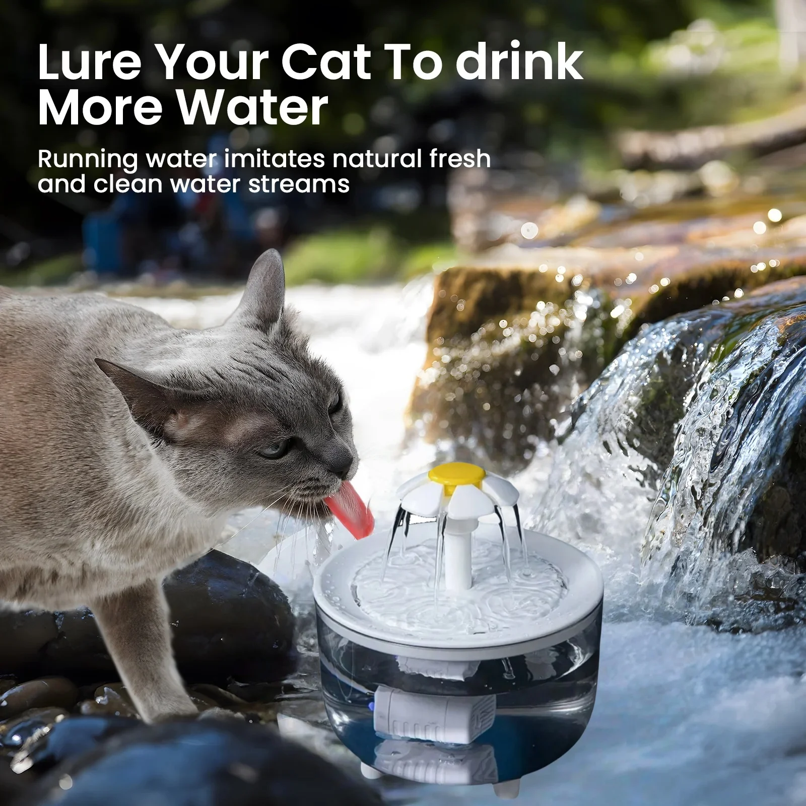 Haustier-Trinkbrunnen mit 4 Filtern, Automatischer USB-Elektrischer Katzen-Trinknapf 1200ml, Rezirkulierender Filter Katzen-Wasserspender – Detail 3