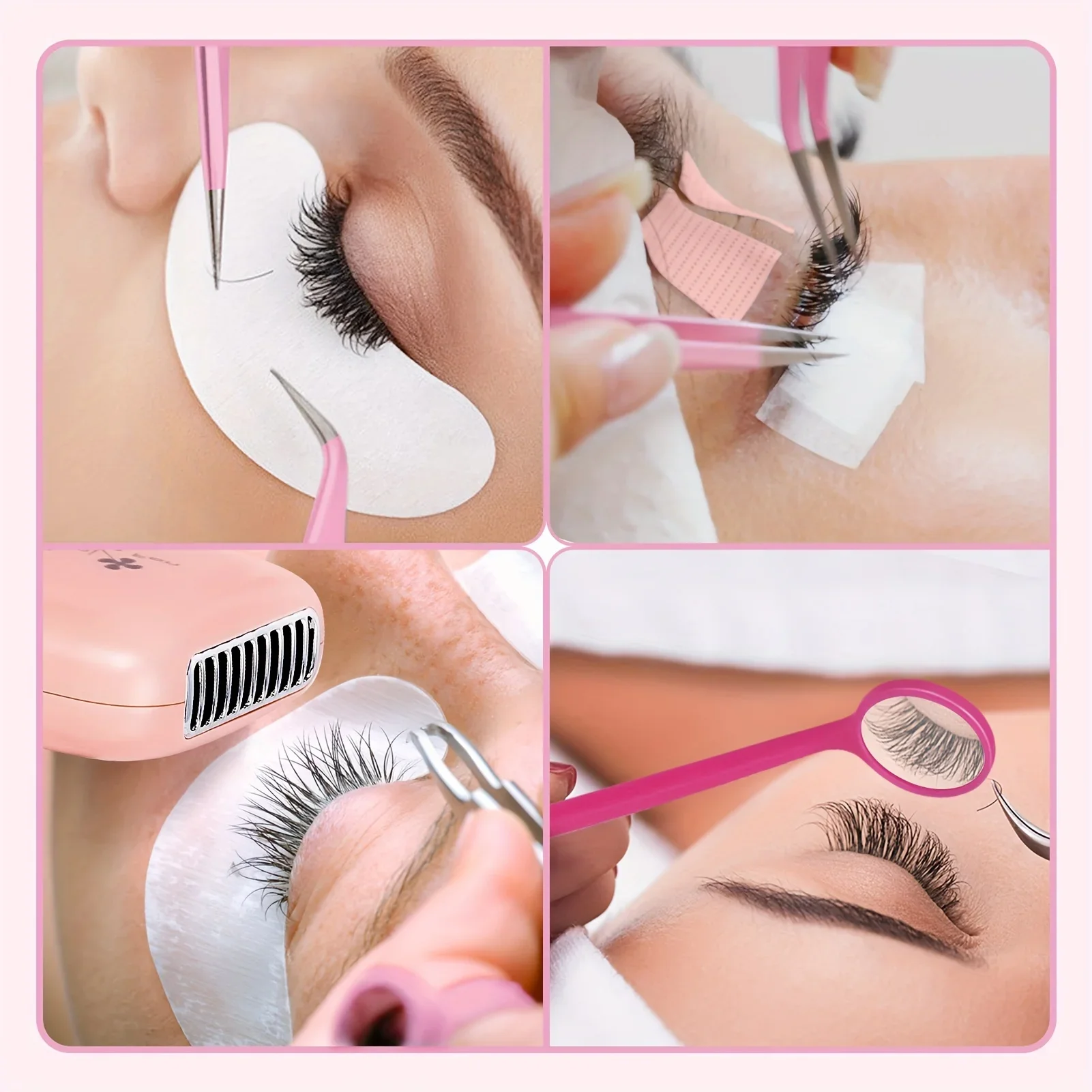 276Pcs Eyelash Fan Eyelash Extension Kit  Air Conditioning Blower Lash Perm Lift Kit Including Tweezers Glue Ring Eye Gel Pad