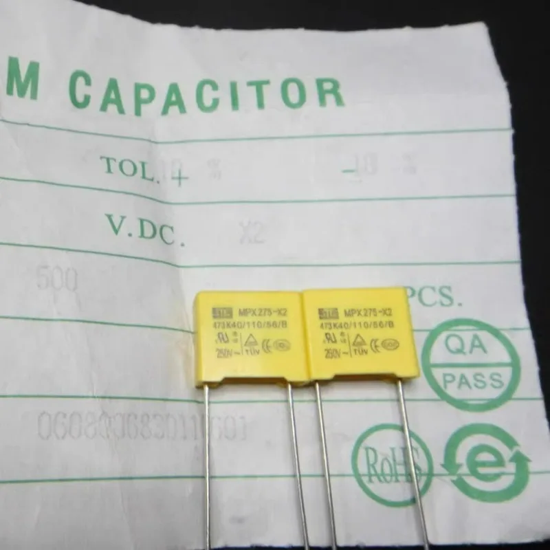20 peças 0.047uf/275vAC 47nf 473 novo capacitor de filme de 10mm