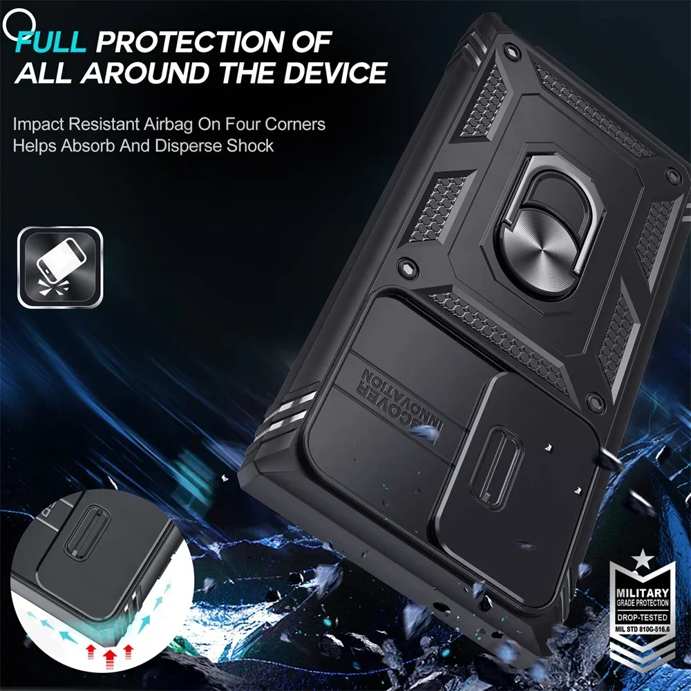 Hülle für Samsung S24 S23 Ultra S22 S21 FE Note 20 Plus A55 A35 A54 A53 A15 A34 4G 5G Heavy Duty mit Kamera 360 Kickstand Cover