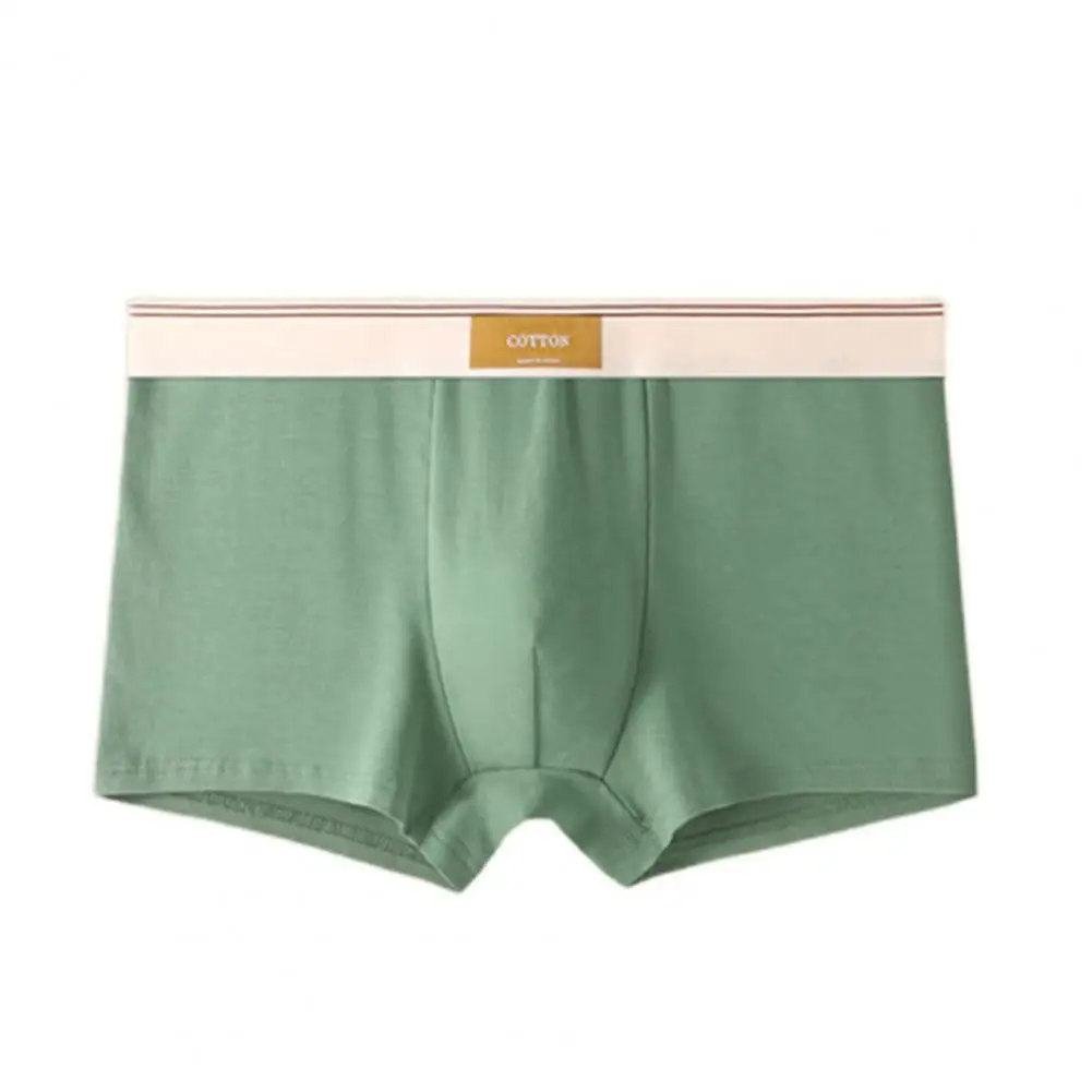 Man Underwear Fashion  Boxer Mid-rise Wide Elastic Waistband Patchwork Color U-Convex Shorts Briefs Breathable Panties