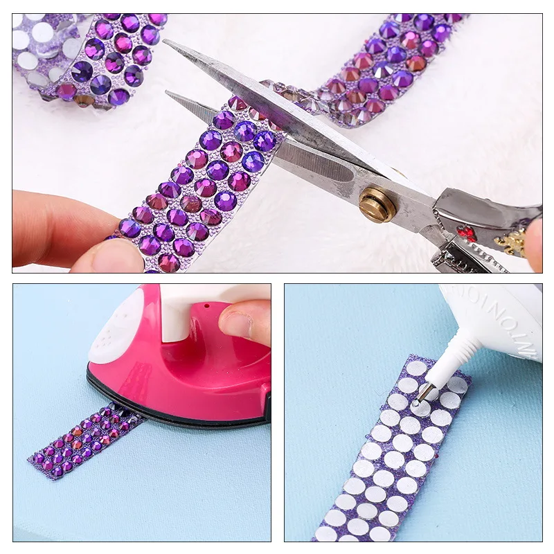 5-10yards 3rows Shiny Crystal Rhinestone Roll Clothings DIY Jewelry Apparel Accessories Rhinestones Trim стразы для рукоделия