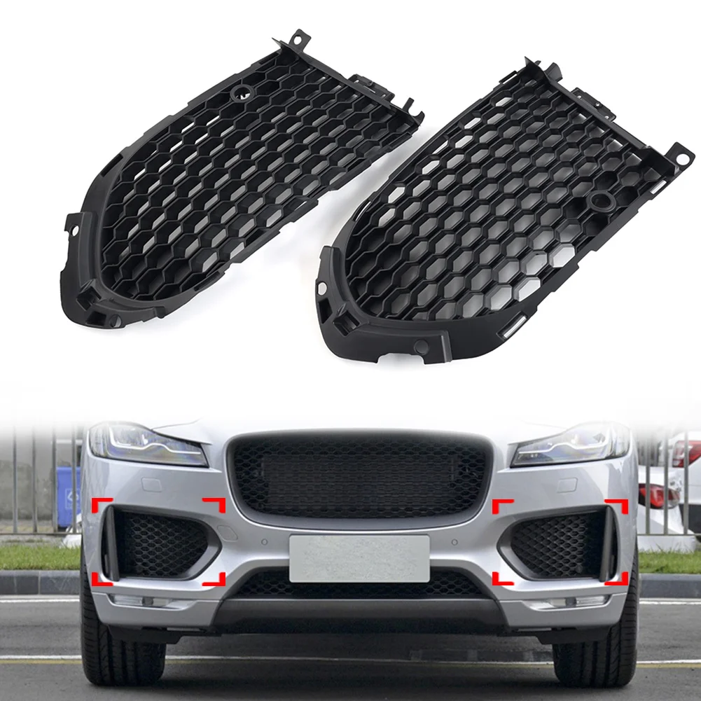 

2Pcs Car Opened Mesh Front Bumper Fog Light Lamp Grill Grille With PDC For Jaguar F-Pace 2016 2017 2018 2019 2020