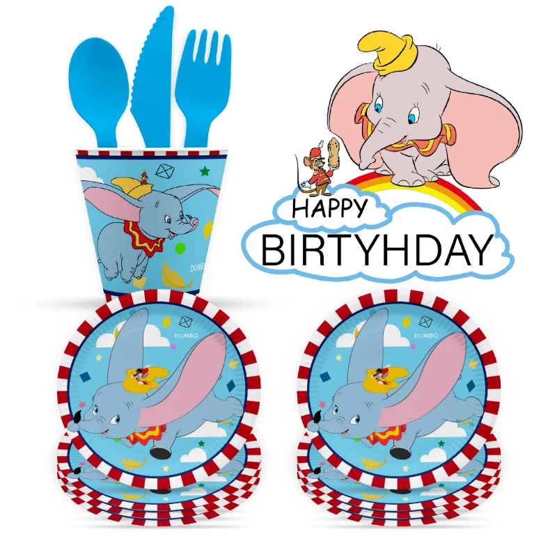 

Disney Dumbo Theme Cute Cartoon Disposable Party Supply Honeycomb Paper Straw Cake Flag Happy Birthday Festival Decorate Packing