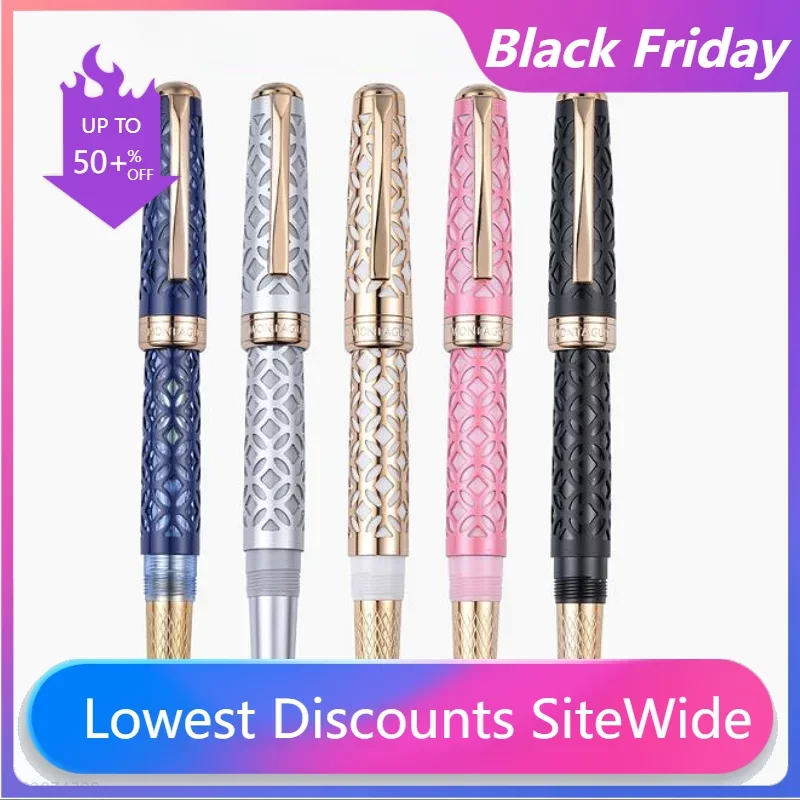 Montagut Hollow Series Fountain Pen Transparent and Leak Proof with Large Capacity F 0.5mm Nib Ink Pen School Office Supplies