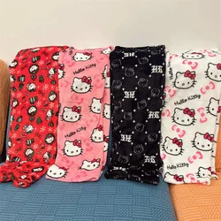 Sanrio Hello Kitty Coral Fleece Pajama Pants Soft Trousers Women Casual Home Trousers Kawaii Anime Cartoon Birthday Gift