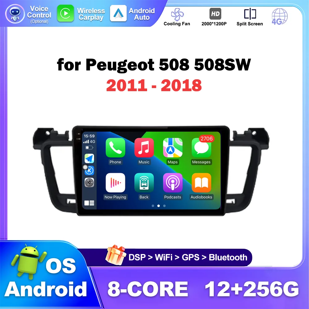 

9 inch for Peugeot 508 508SW 2011 - 2018 Car Radio Audio Multimedia Player GPS Navigation Android Auto Tools Accessories WiFi BT
