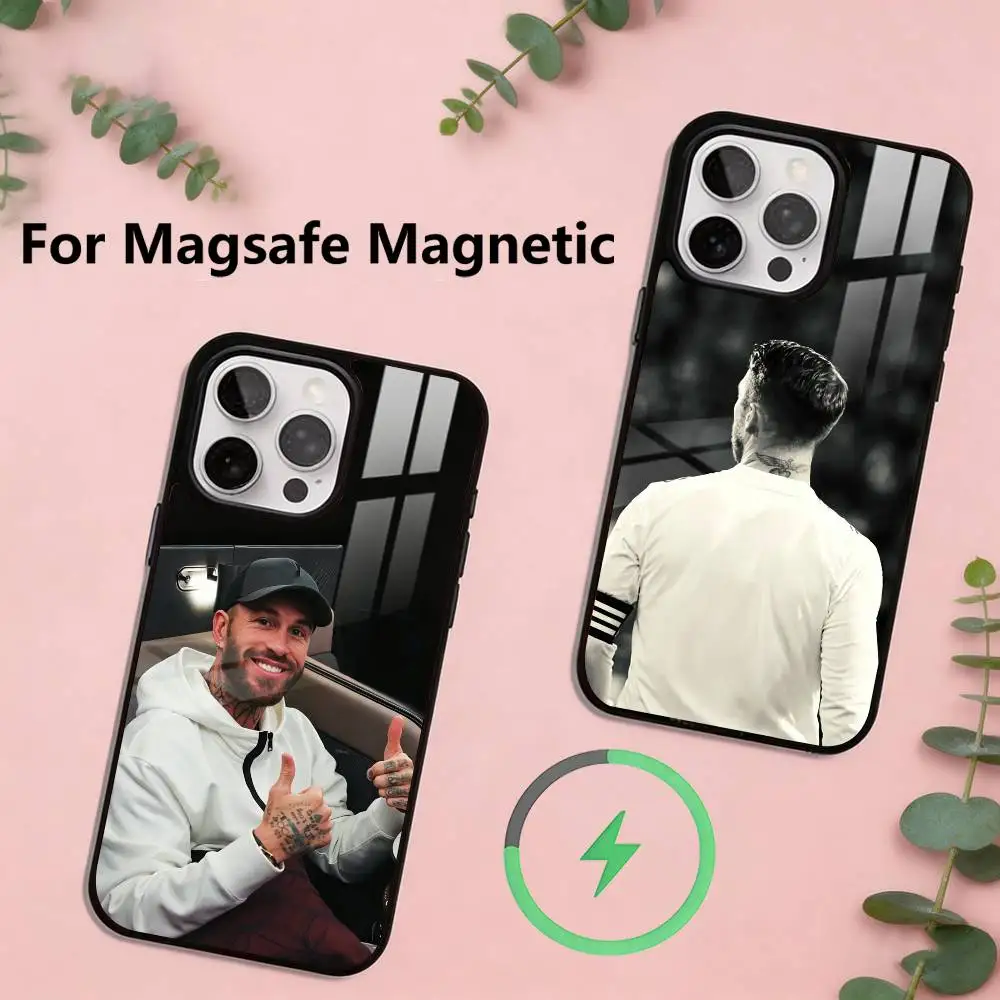 

Football Support Sergio Ramos Phone Case Magnetic with Magsafe Wireless Charging For iPhone17,16,15,14,13,12,11 Plus,Pro