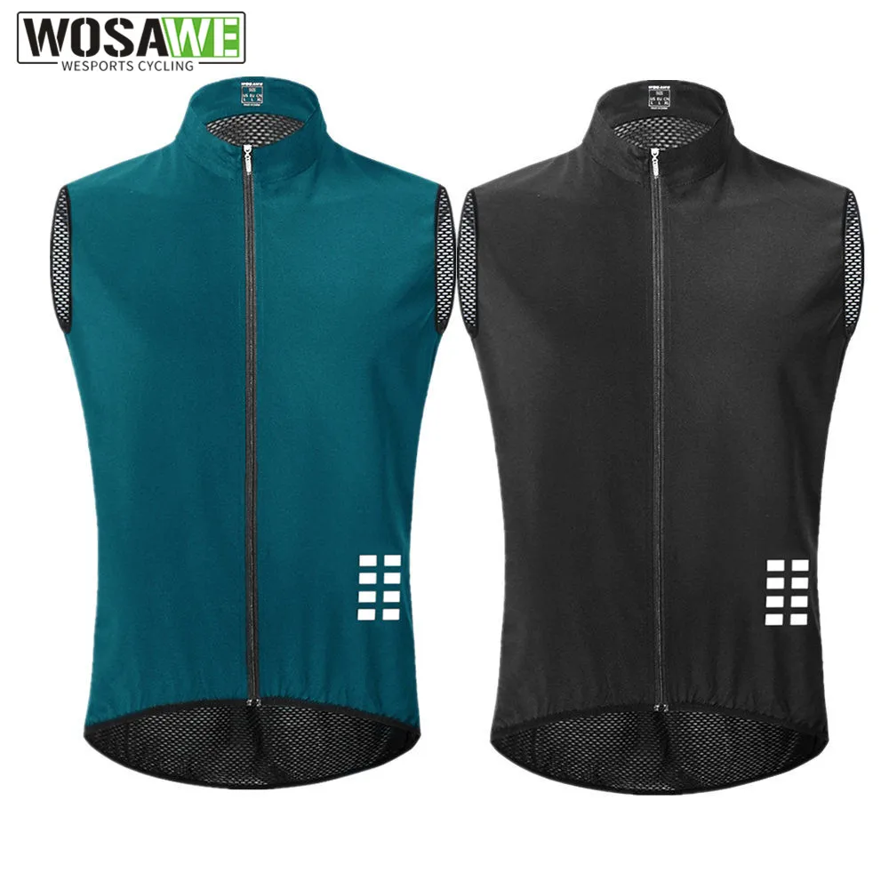 WOSAWE Breathable Mesh Cycling Vest Ultralight Sleeveless Jersey Cycle Gilet Waistcoat Thin Reflective Safety Vest 4 Color