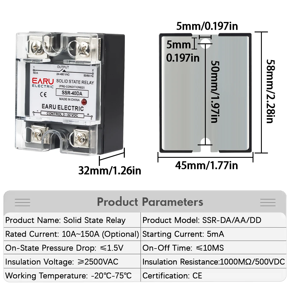 SSR-25DA SSR-40DA SSR-40AA SSR-40DD SSR 10A 25A 40A 60A 80A 100A DD DA AA Moduł przekaźnika półprzewodnikowego do regulacji temperatury PID — zdjęcie 4