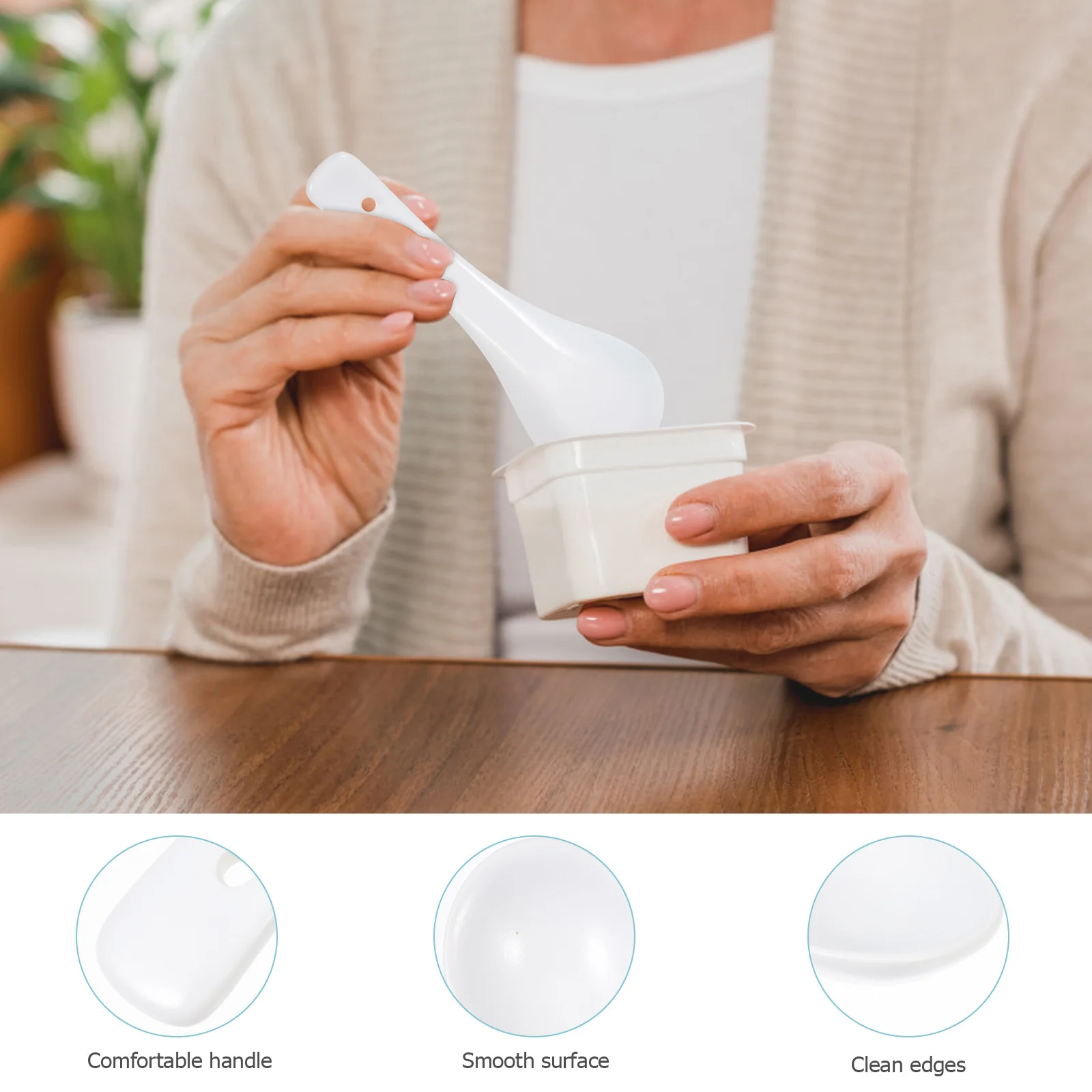 

3Pcs Ceramic Soup Spoons Simple Color Collocation Comfortable Handle Practical for Home Kitchen Utensils Assorted Color