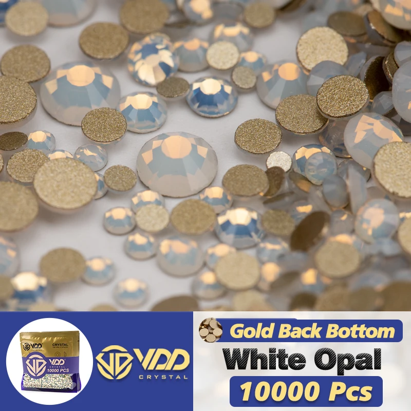 VDD 10000 Stuks Groothandel Hoge Kwaliteit Kristal Steentjes Goud Platte Achterkant Glas Niet Hotfix Strass Stenen DIY Nail Art Accessoires