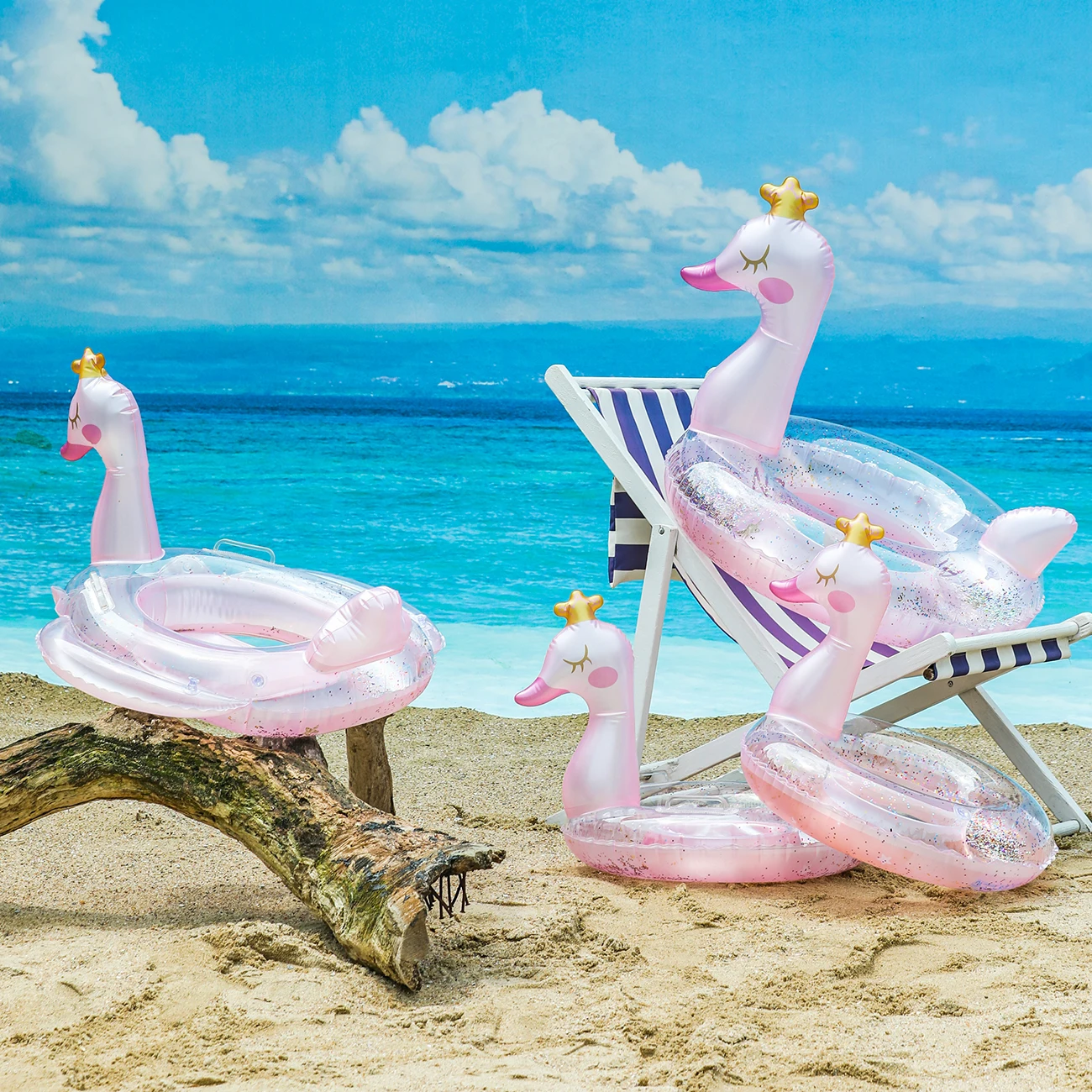 1PC Crowned Swan-zwemring Zomerzwembad drijft, strand- en zwembadzwemhulp, strandspeelgoed voor zwembadfeest