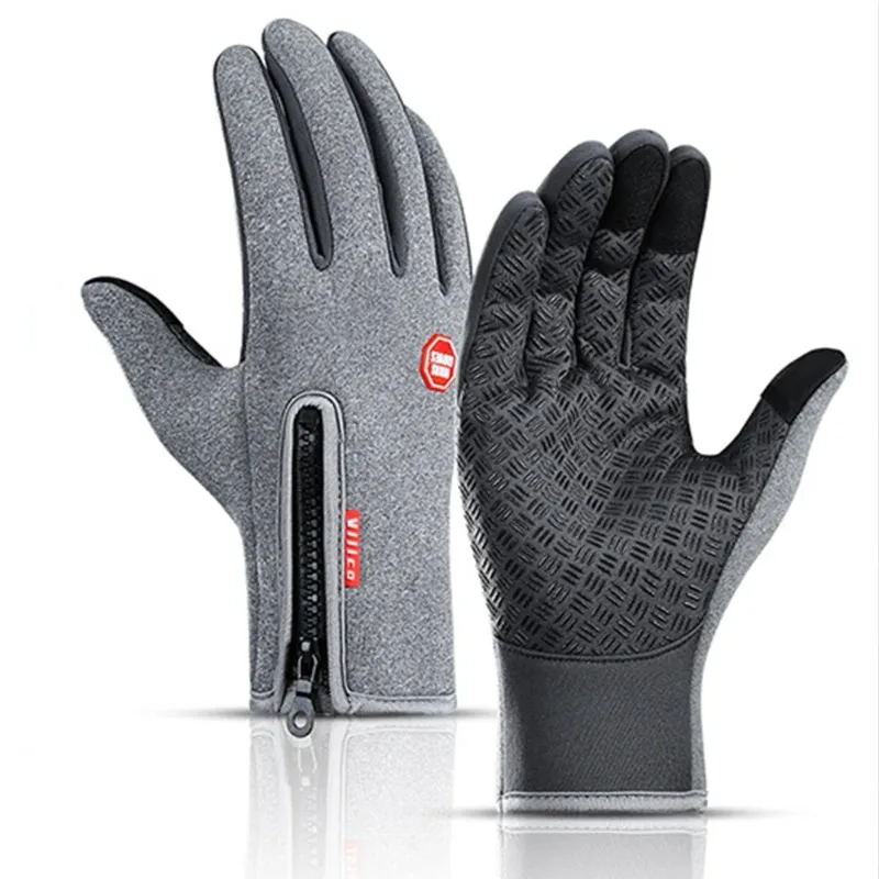 

Осенне-зимние велосипедные перчатки для мужчин и женщин на флисовой подкладке, ветрозащитные, теплые, с сенсорным экраном, для пешего туризма, катания на лыжах, на молнии для рук