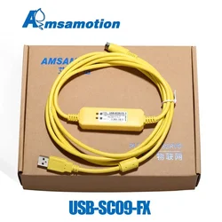 AMSAMOTION USB-SC09-FX Programming Cable For Mitsubishi PLC Compatible With FX-USB-AW  FX2N/FX1N/FX0N/FX0S/FX1S/FX3U