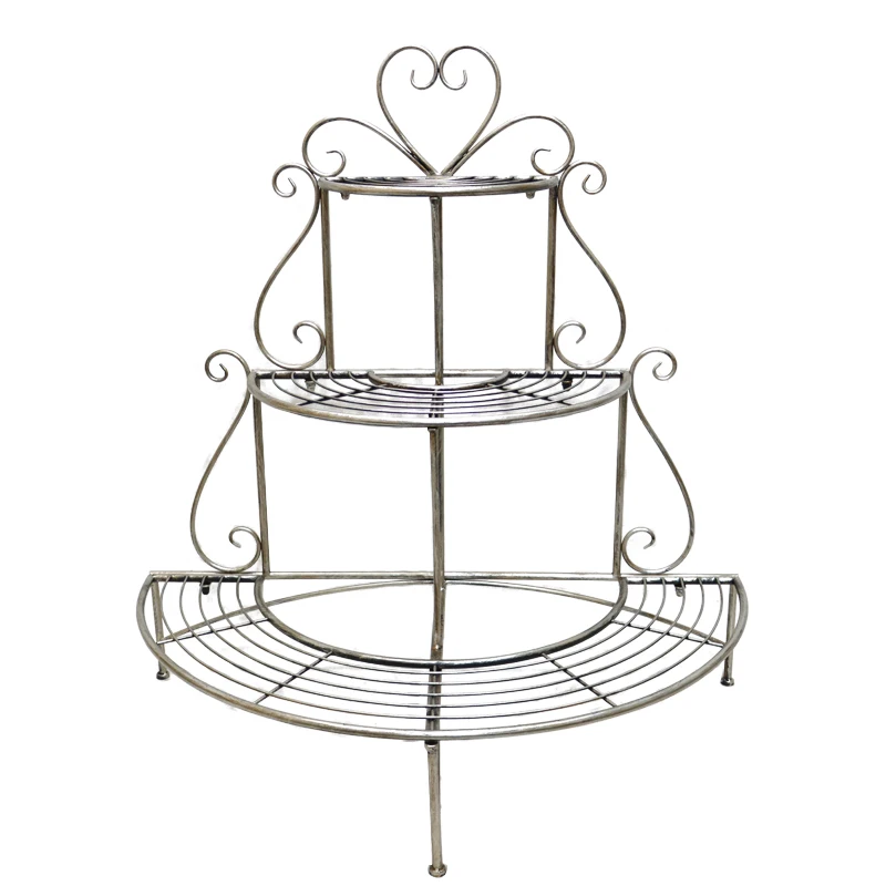 

3-Tier Half-Round Metal Wire Flower Display Stand Powder Coated Garden Plant Rack and Shelf Organizer for Home Use