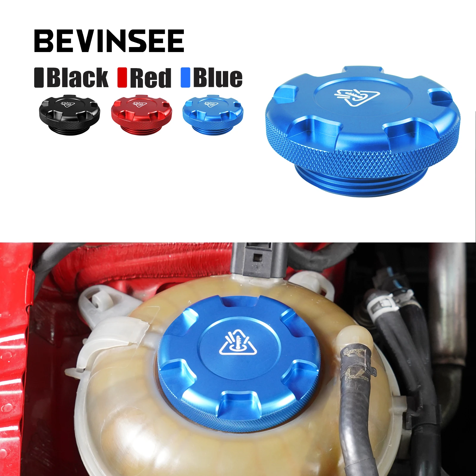 

BEVINSEE Aluminum Coolant Expansion Tank Radiator Cap for Audi S3 8V 8Y TT RS3 for Seat for Skoda for VW for Golf 7 for Golf 8