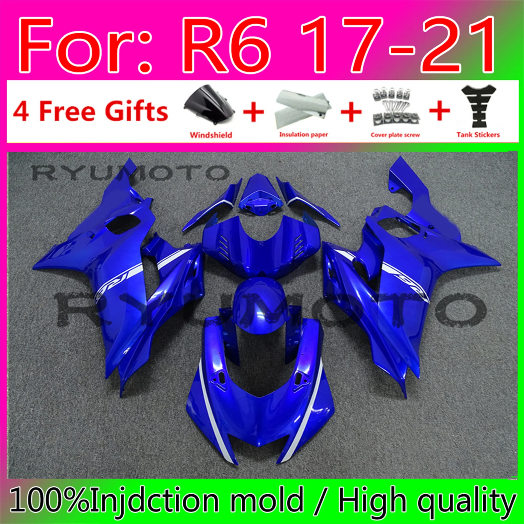 New ABS Motorcycle whole Fairings 100% Fitment kit for YAMAHA YZF-R6 R6 2017 2018 2019 2020 2021 17 18 19 20 21