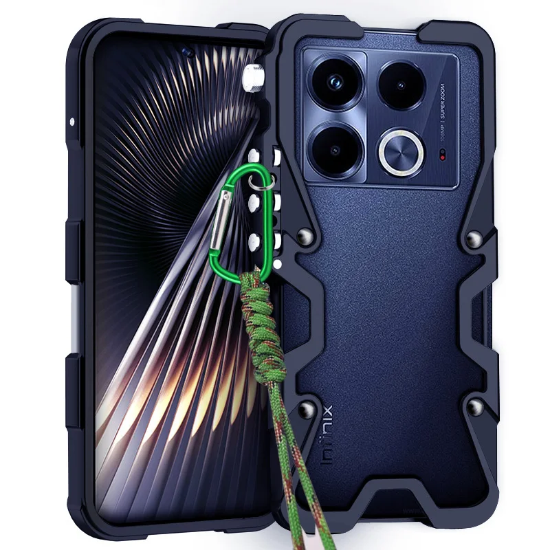 Luxury Armor Metal Aluminum Phone Bumper For Infinix Note 50X 40S 50 40 30 Pro+ Vip Cover Mechanical Purely Handmade Skull Case