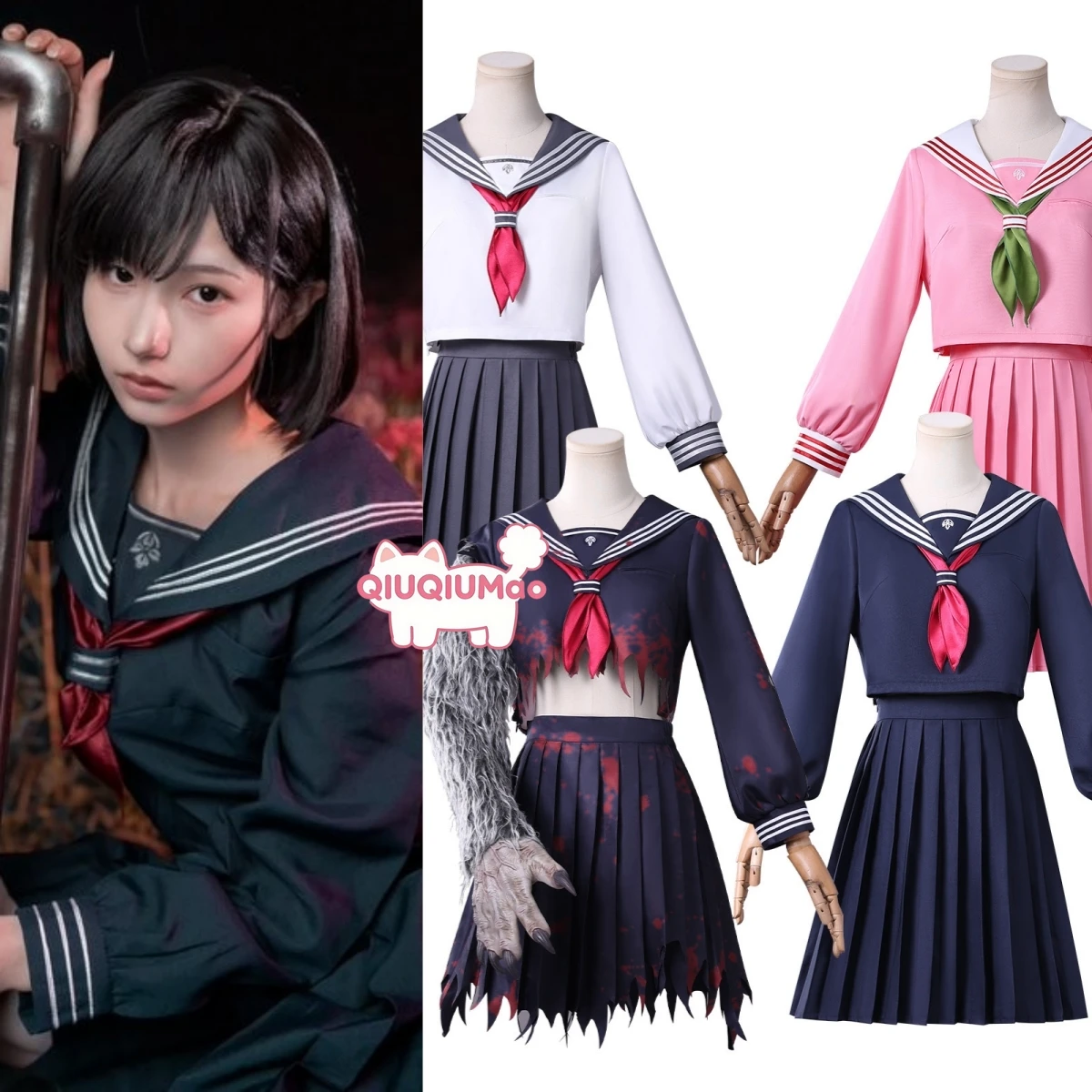 

Hot Silent Hill f Mizukai Hinako Cosplay Costume (School Style)Sailor Uniform Dress Full Set High Quality Anime Clothes (Female)