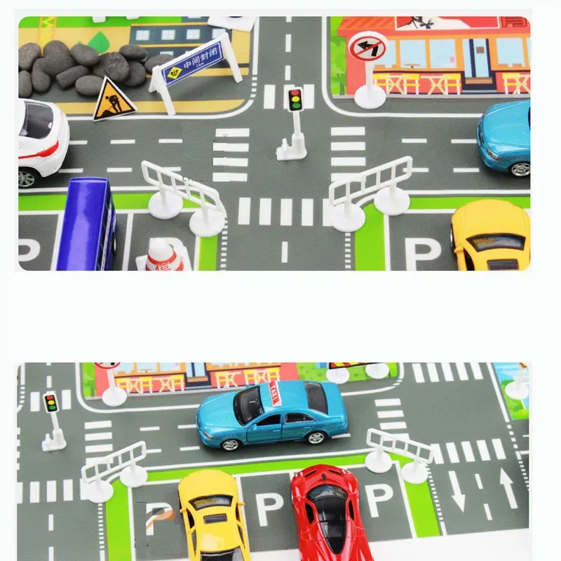 83x57cm Kids Sign Cognition Play Mat World Cognition Traffic Route Parking Scene Map Car City Scene  Learning Educational Toy