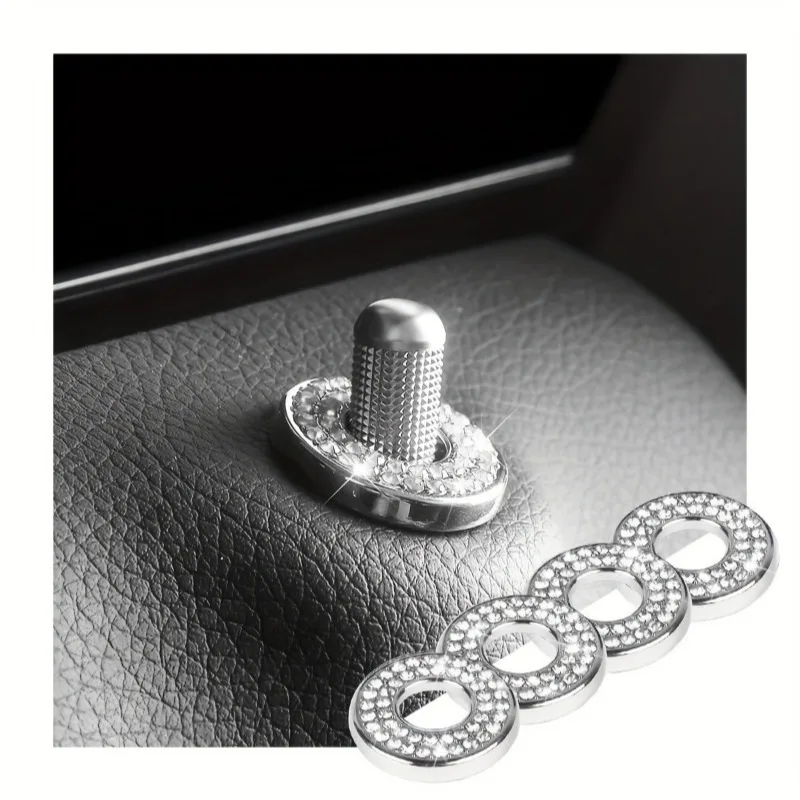 Crystal Rhinestone Car Door Lock Knob Covers Set 4Pcs Shiny Bling Decorative Stickers for Mercedes Benz Interior view 2