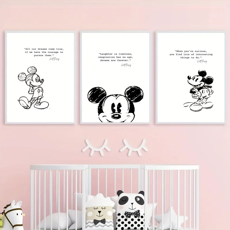3Pcs Miniso Disney Mickey Mouse Poster and Prints Canvas Paintings Living Room Decor Wall Art Pictures Home Decor Unframed - Image 3