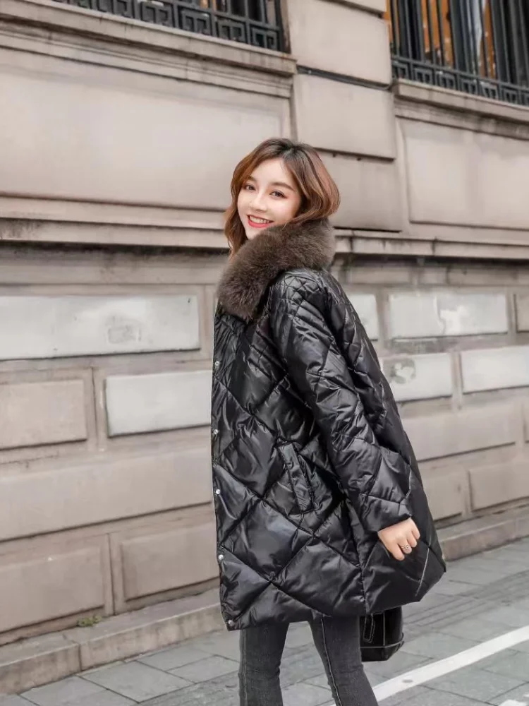 ฤดูหนาว WARM Coat หนา 90 เป็ดลงเสื้อแจ็คเก็ต Slim Hooded WARM ผู้หญิงเสื้อแฟชั่น Fox ขนสัตว์หวาน Leisure Parka