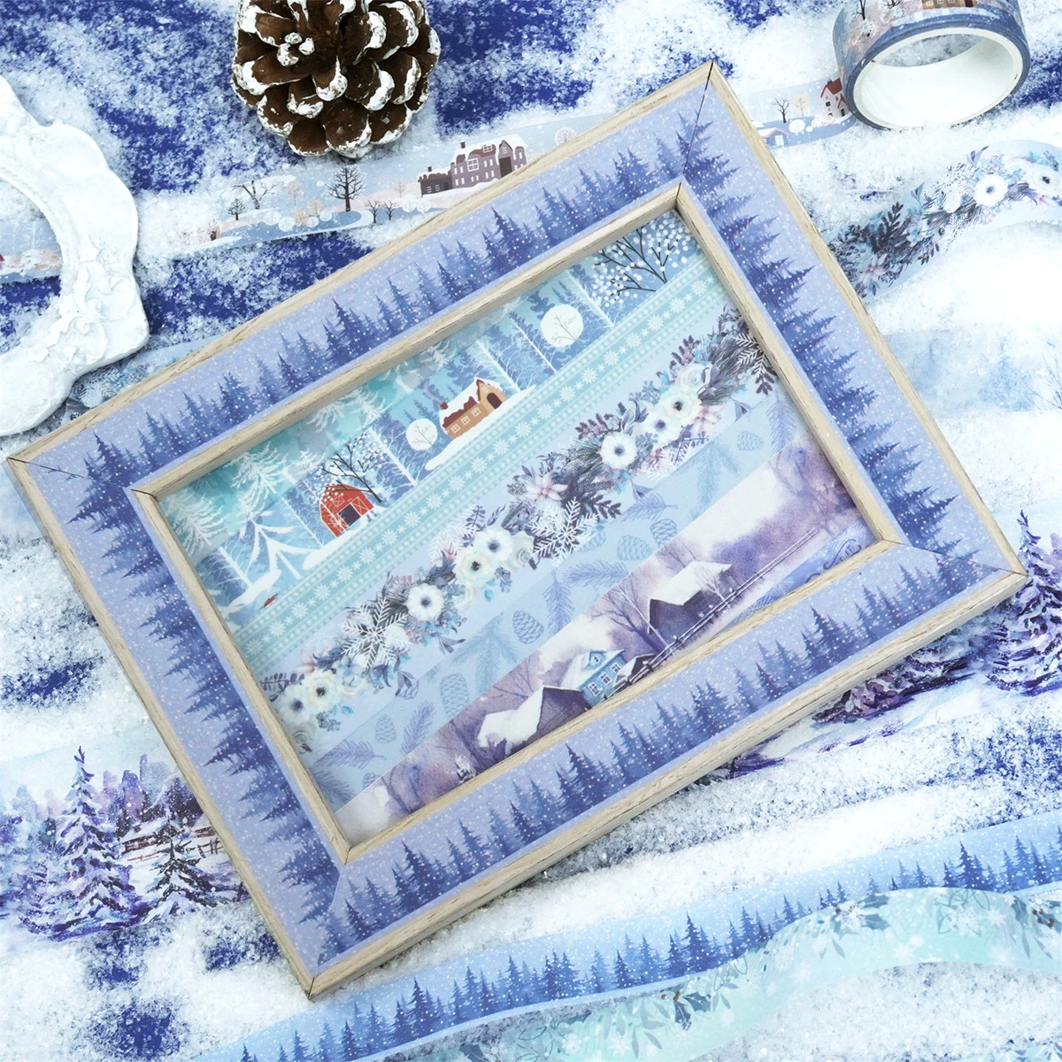 75 ピース/セット、クリスマス雪景色と和紙テープセット、テープと紙カードの組み合わせデザイン、クリスマスの日のシリーズ装飾
