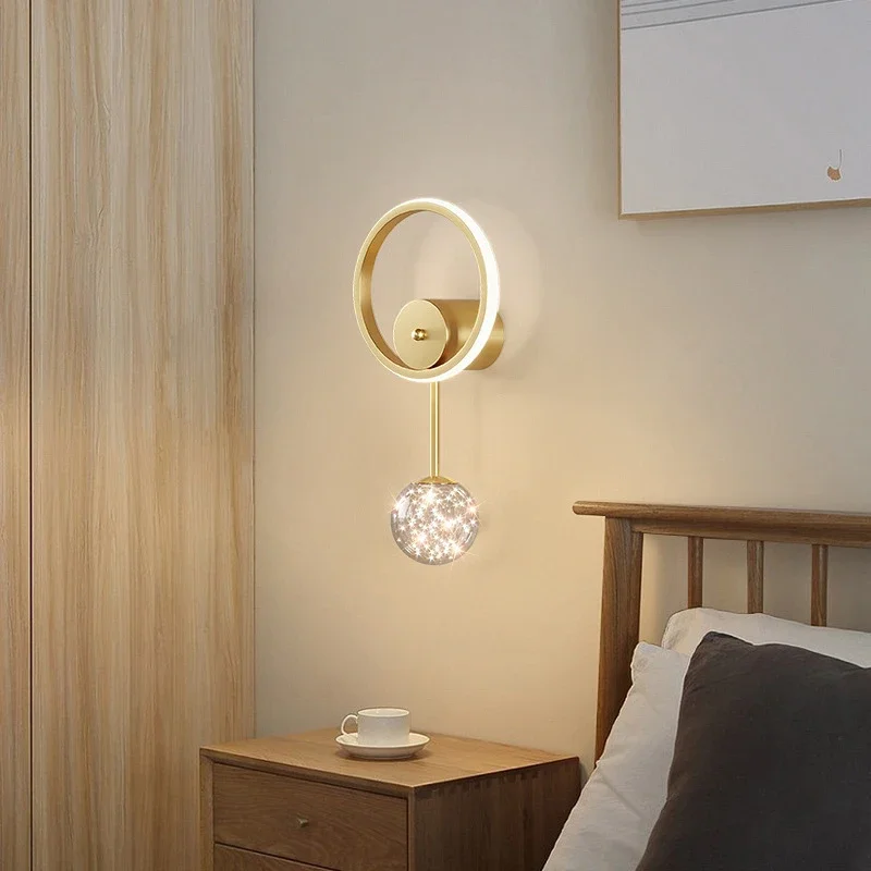 Nordic Luxury LED Master Bedroom Reading Wall Lamp Lights For Bedside Corridor Creative Background Lighting Decor Aisle Sconces