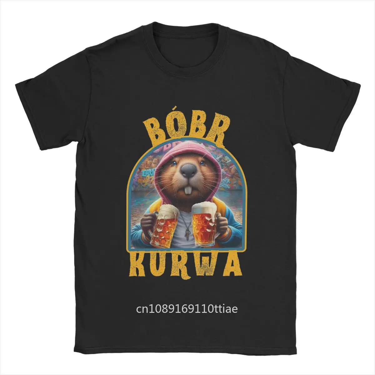 Men T-Shirt Bobr Kurwa Gladiato Bober Beaver Vintage Cotton Tees Short Sleeve The Glory of Rome T Shirts Round Collar Clothes