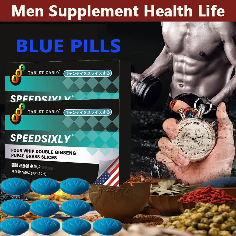 10-100Pills Blue Tablets Natural Ginseng Capsule Supplements For Men