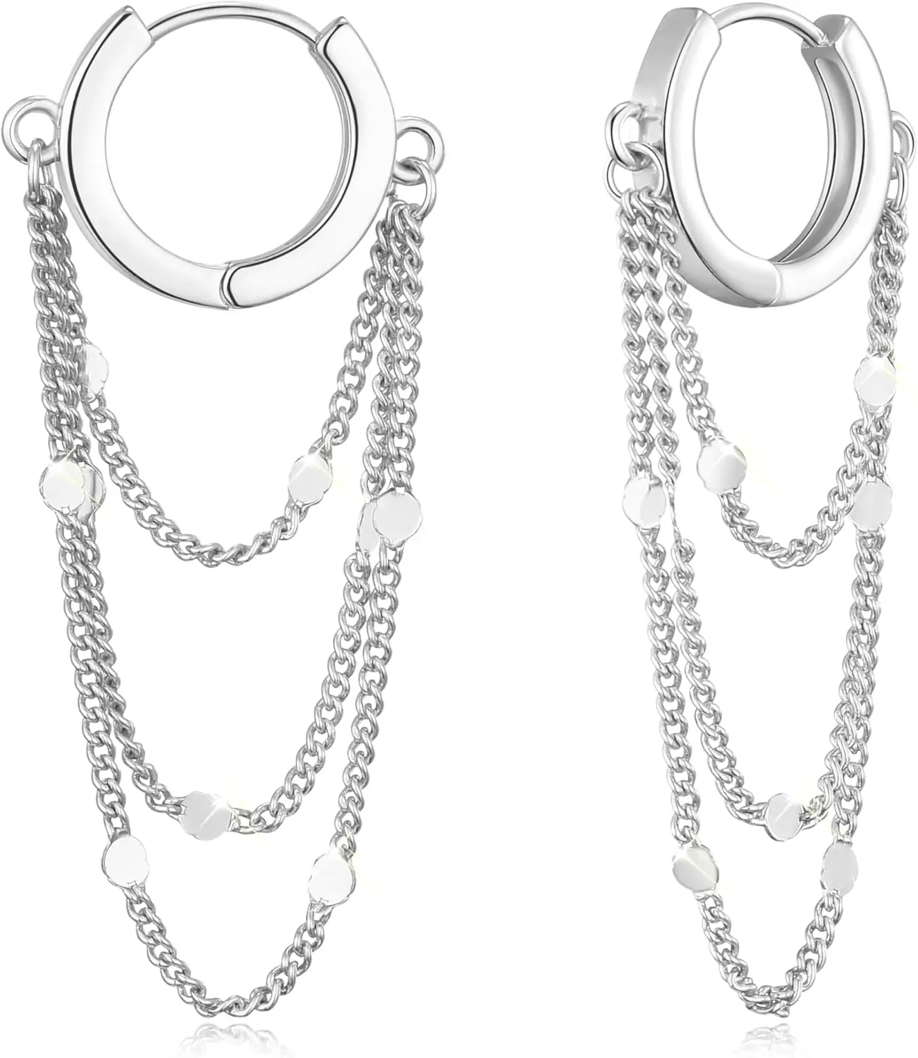 

Gold Chain Earrings for Women Hypoallergenic Lightweight Gold Chain Hoop Huggie Dangle Tassel Earrings for Gifts