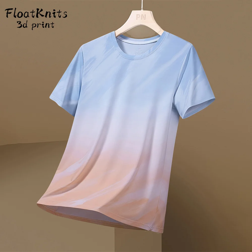 

Gradient Color Graphic T Shirts Summer New Men's Clothing Minimalist T Shirt for Man Fashion Short Sleeve Tee Gradient T-Shirt