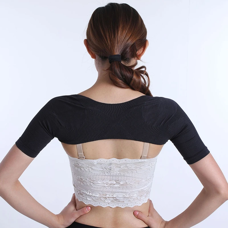 Double Shoulder Support Upper Back Brace Stability Compression Sleeve Wrap Rotator Cuff Shoulder Chronic Tendonitis Pain Relief