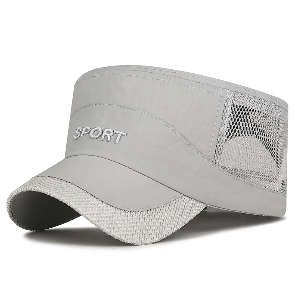 Cool Adjustable Flat Top Cap Sun Protection Casual Wear Mesh Sun Hat Polyester Breathable Quick Drying Cap Fishing