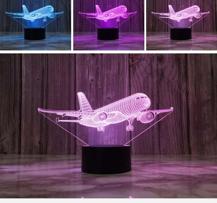 飛行機のデザインの3Dランプ,装飾的なナイトライト,USB接続,子供の誕生