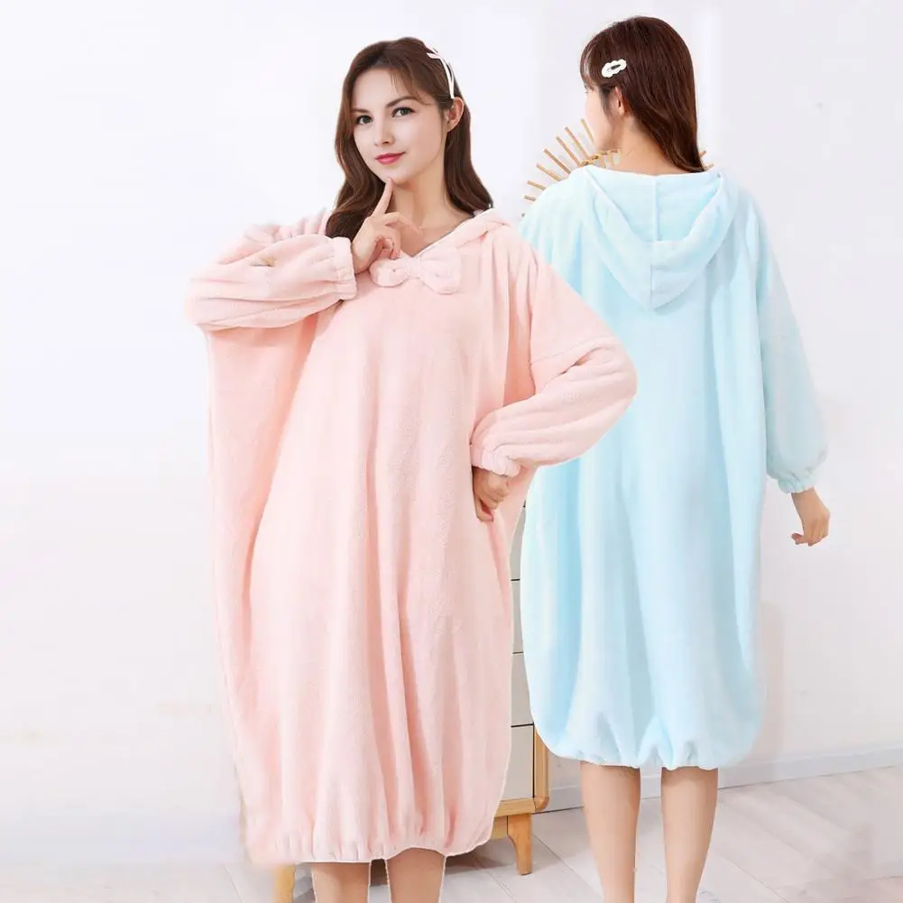 

Bathrobe Women Shower Thickened Coral Velvet Student Home Wear Solid Long-Sleeved Autumn Winter Robes Sleepwear Nightwear