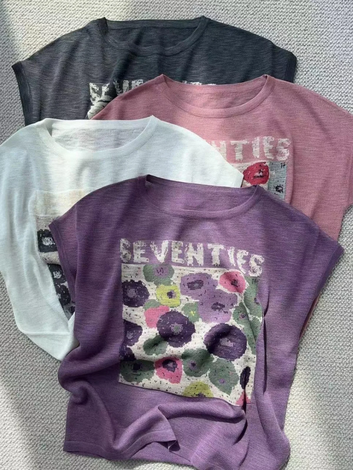 تي شيرت فضفاض من الحرير الجليدي ort Sve تي شيرت مستدير Ne مطبوع للنساء مضاد للشيخوخة علوي irt عصري كوري Sle للتنقل #4