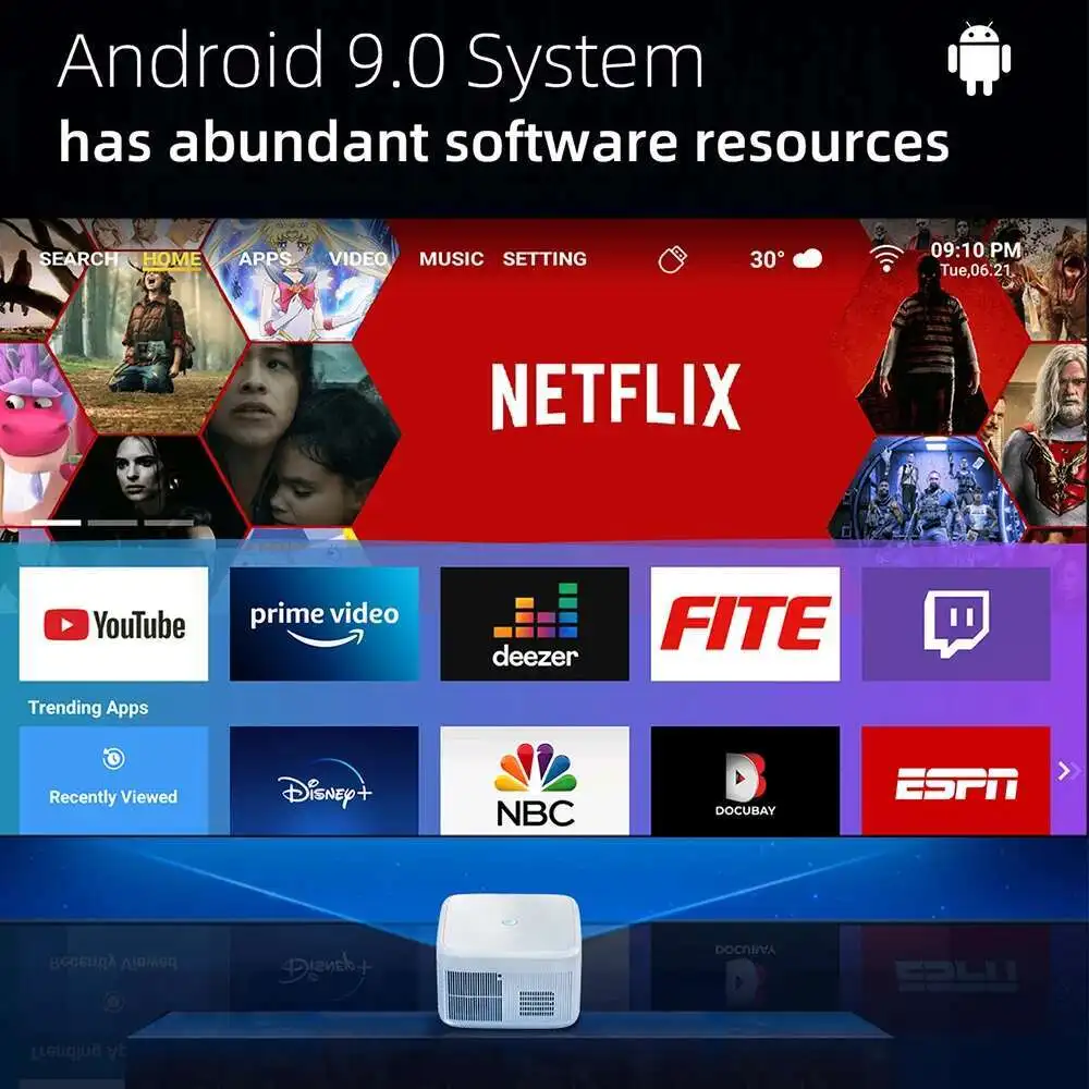 جهاز عرض Everycom Touyinger T5W Beam 1080P FHD 4K جهاز عرض تلفزيوني ذكي LED فيديو أندرويد 5G WIFI مسرح منزلي